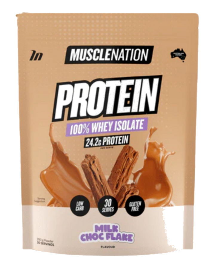 Muscle Nation 100% Whey Protein Isolate Milk Choc Flake pack